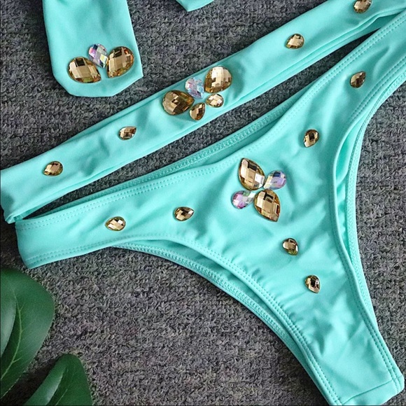 HP🎉NEW Bikini Sky Blue Turquoise Gemstone Custom - Picture 6 of 7